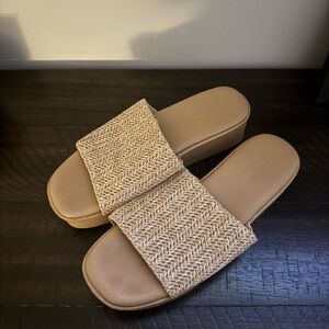 Stylish Tan Woven Slide Sandals from AE